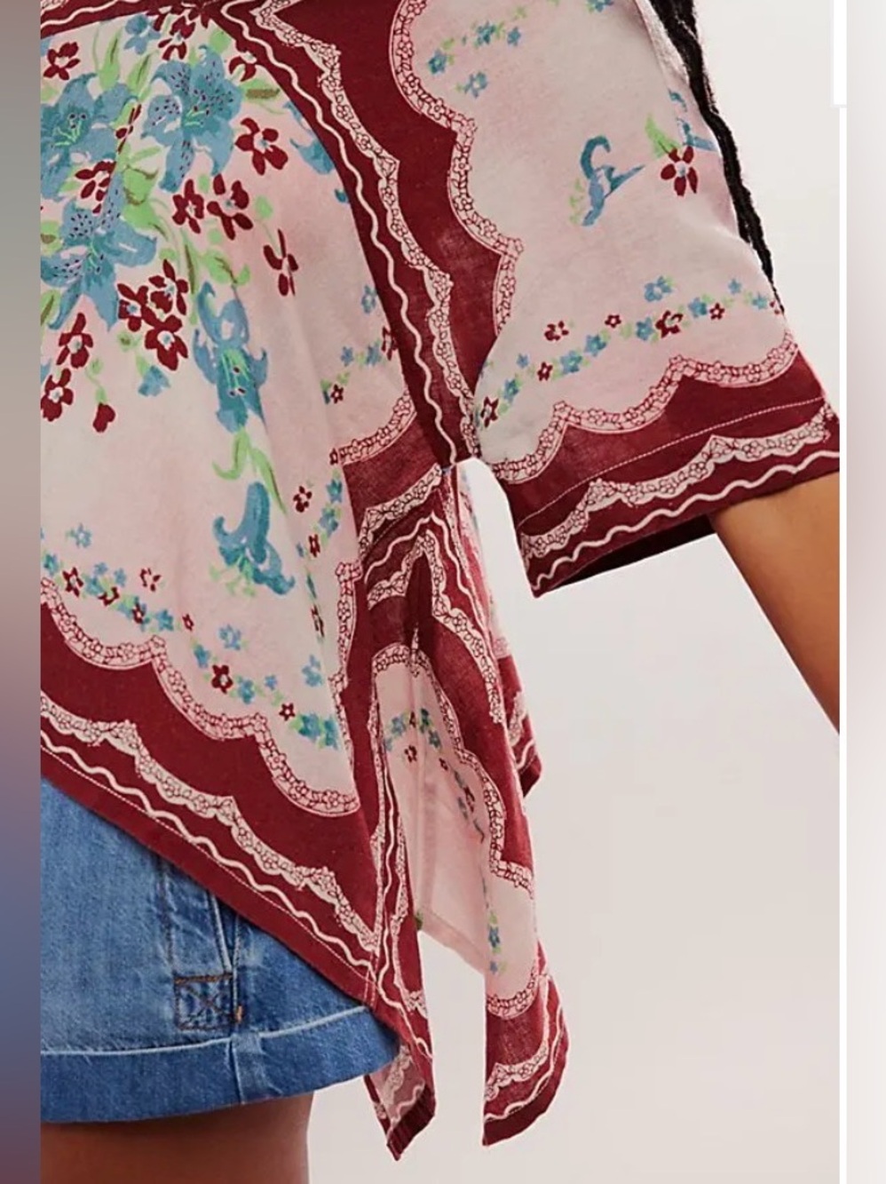 NWT Free People Washed In Flowers Top in Ivory Combo Size XS - Picture 3 of 4